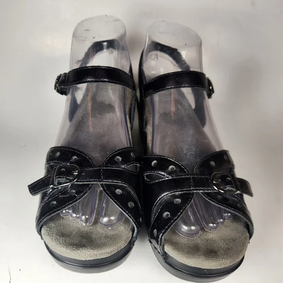 DANSKO Women's Sissie Sandal 38 / 7.5 Black Patent Leather Open Toe Strappy Shoe - Picture 3 of 11